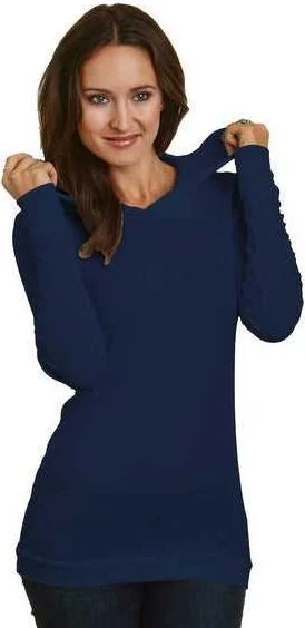 Super Savings Bayside 3425 Women's USA-Made Soft Thermal Hoodie - Navy