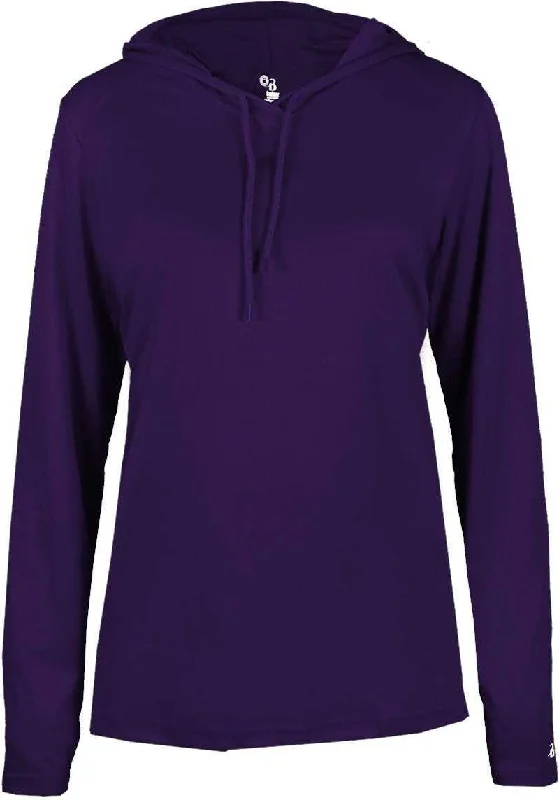 Value Deals Badger Sport 4165 B-Core Long Sleeve Ladies Hoodie Tee - Purple
