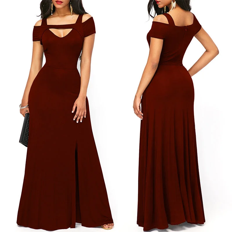 Markdown Madness Slit Cutout V Neck Plus Size Maxi Dress