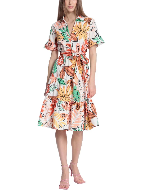 Massive Deals Womens Printed Collared Shirtdress