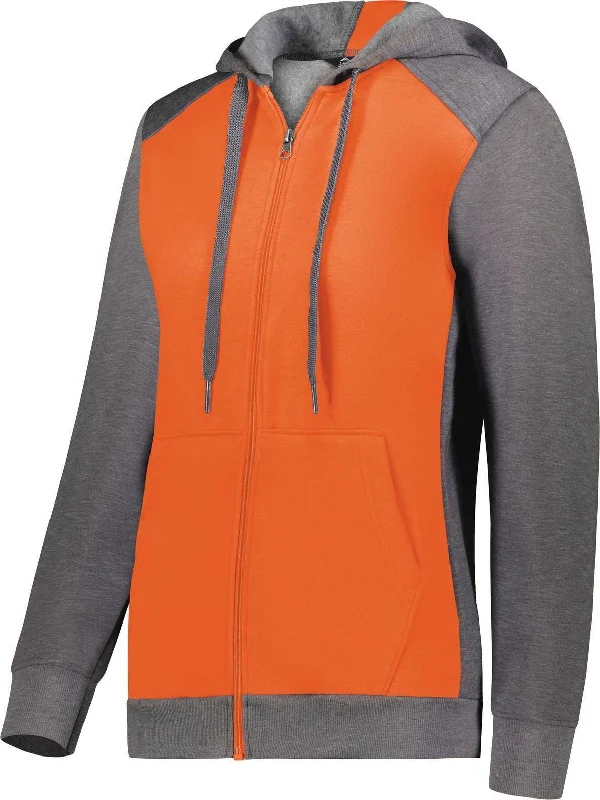 Flash Deals Augusta 6901 Ladies Three-Season Fleece Full Zip Hoodie - Orange Carbon Heather Flash Deals Augusta 6901 Ladies Three-Season Fleece Full Zip Hoodie - Orange Carbon Heather