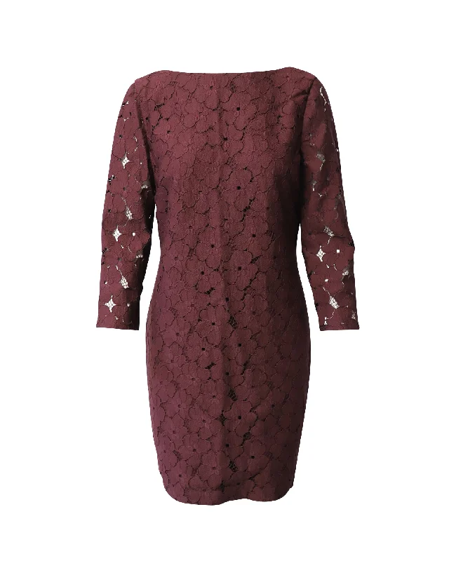 Online Specials Diane Von Furstenberg Sarita Flower Lace Dress in Aubergine Purple Nylon Online Specials Diane Von Furstenberg Sarita Flower Lace Dress in Aubergine Purple Nylon