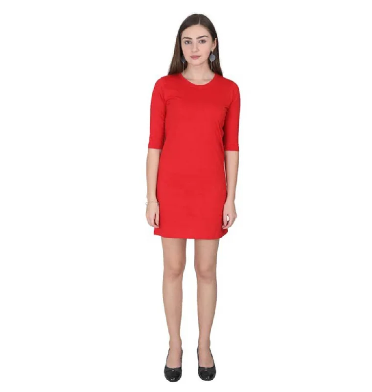Blowout Sale Plain Red Long Top/Dress for Women