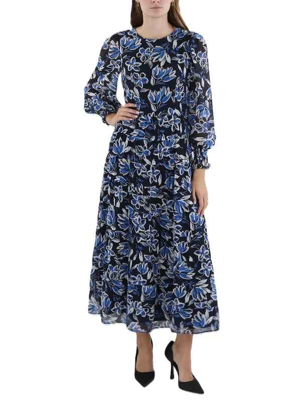 Customer Appreciation Sale Womens Floral Print Ruffled Maxi Dress