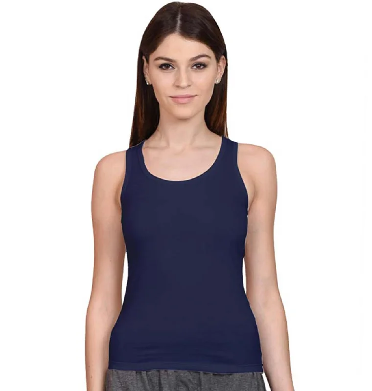 Bargain Blast Plain Navy Blue Tank Top for Women