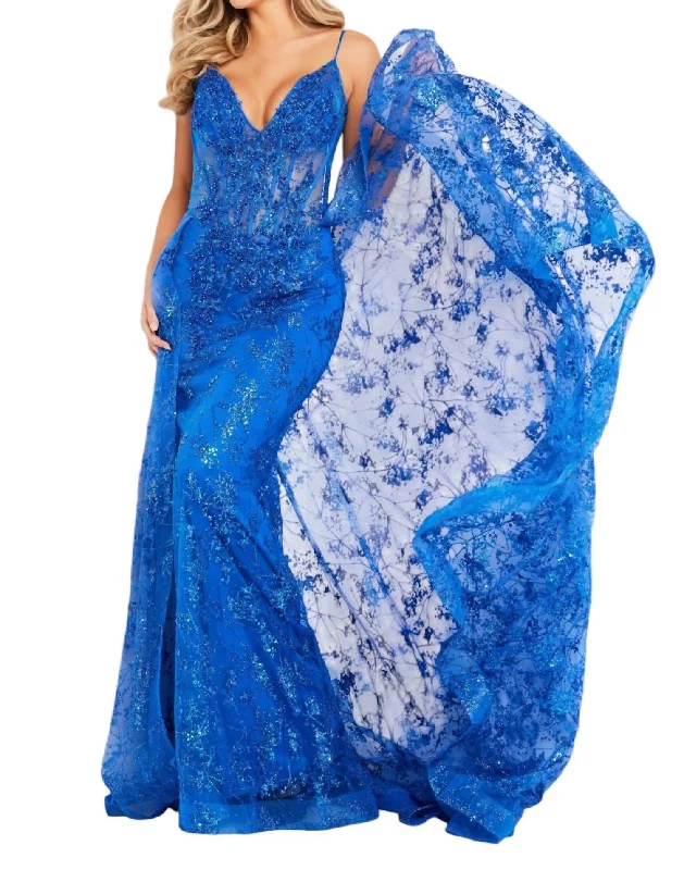 Savings Event Amythyst Embellished Corset Bodice Dress In Royal Blue