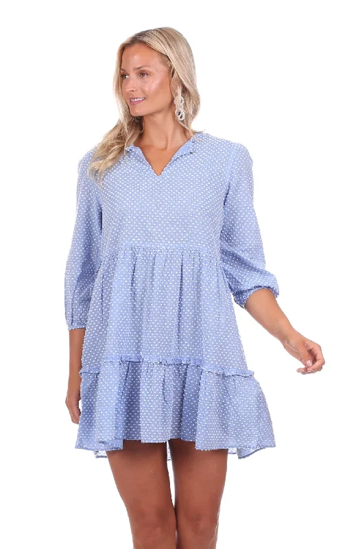 Get It Before It’s Gone Drake Dress in Blue Textured Dot