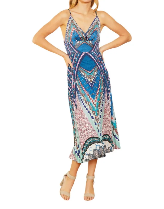 Grand Opening Sale Genevieve Bardot Boho Dress In Blue