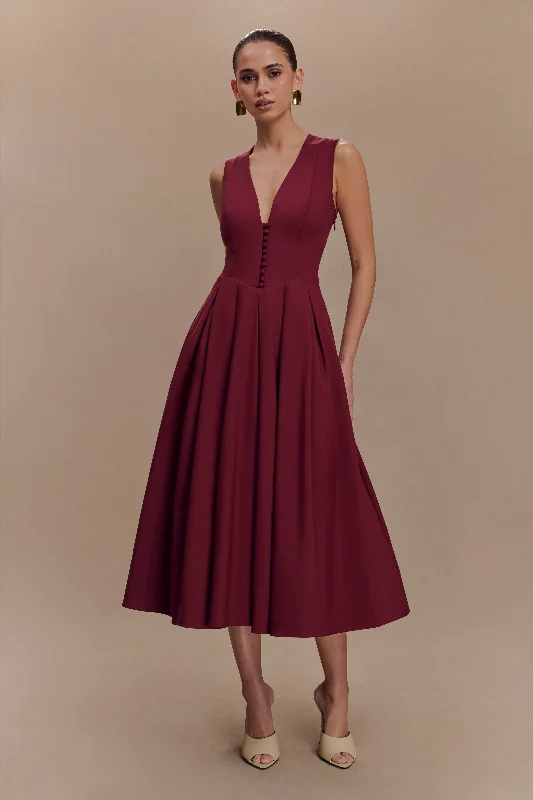 New Markdowns Keely Cotton Sleeveless Midi Dress - Wine