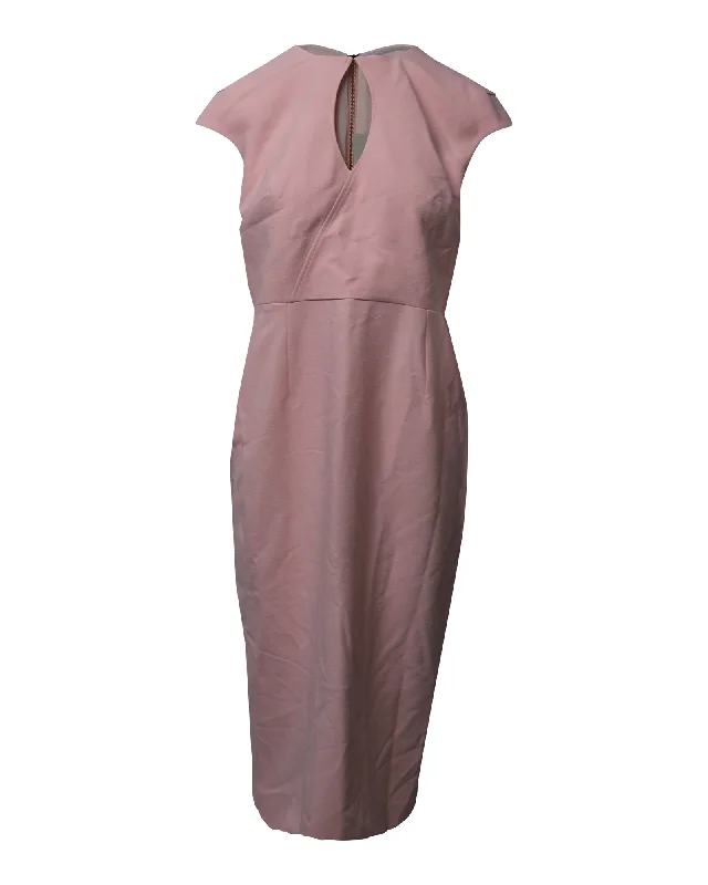 Today's Special Roland Mouret Chiswell Key Hole Sheath Dress in Pink Polyester