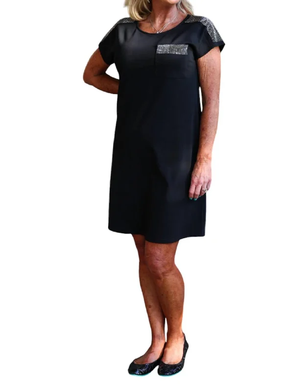 Unbeatable Prices Sequin Chic Knit T-Shirt Dress In Black