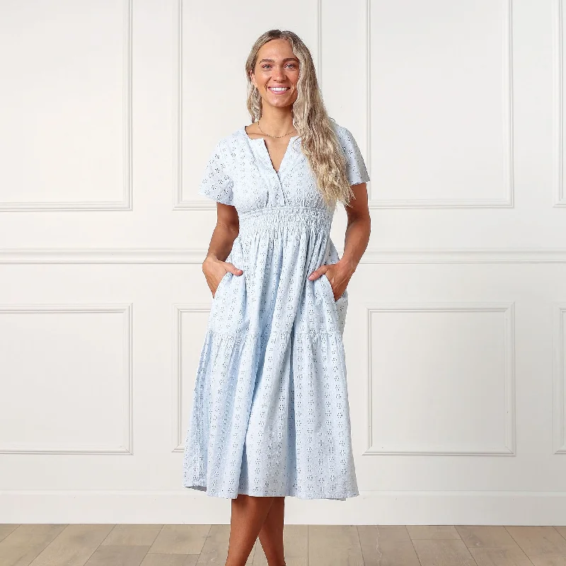 Major Savings Tiered Organic Eyelet Dress