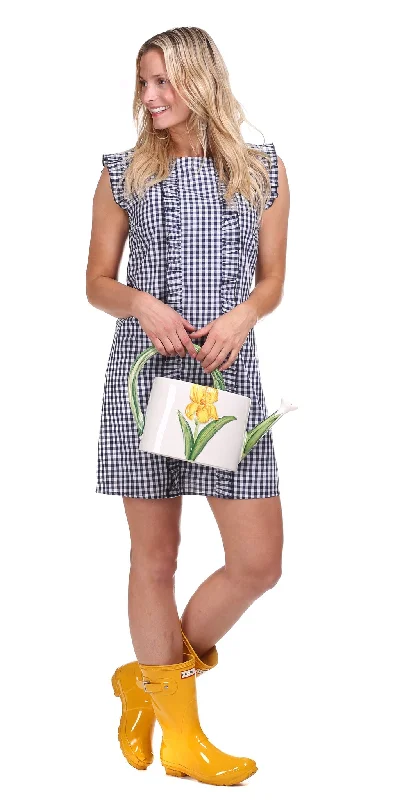 Holiday Sale Ruffle Sinclair Dress in Navy Gingham
