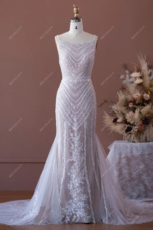 Special Discount Sequin Lace Spaghetti Straps Mermaid Bridal Dress