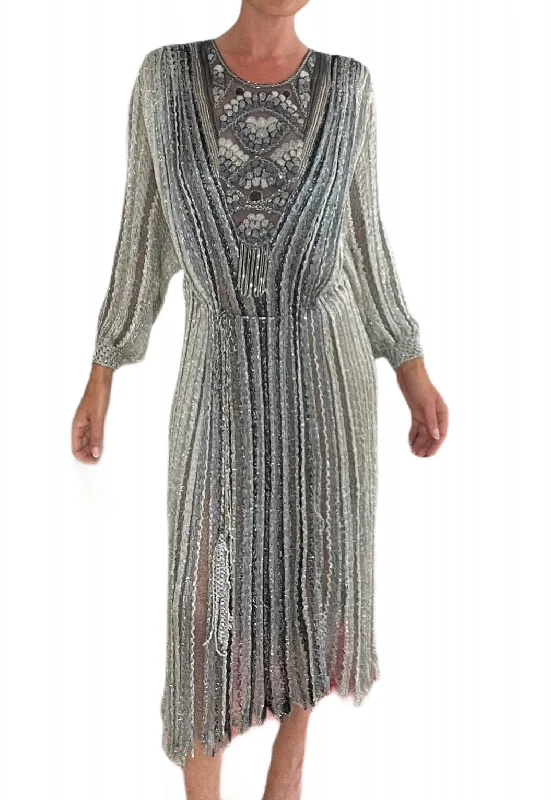 Major Savings Beaded, Metallic, Crochet Dress
