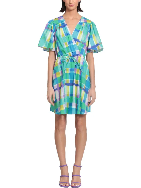 Instant Discount Womens Plaid Short Mini Dress