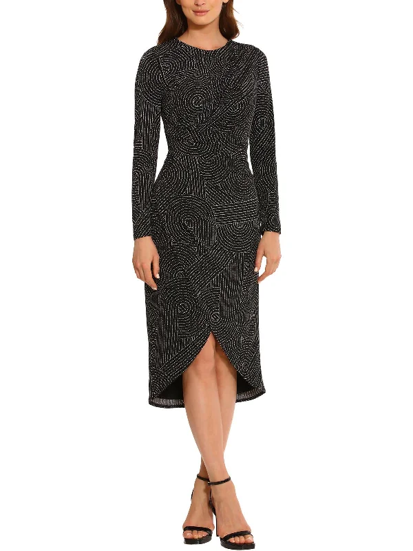 Online Only Womens Printed Mid Calf Sheath Dress