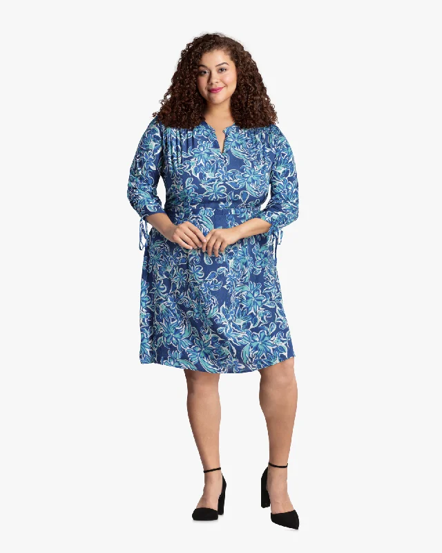 Fantastic Offers Keene Ruched Sleeve Dress | Navy / Light Blue