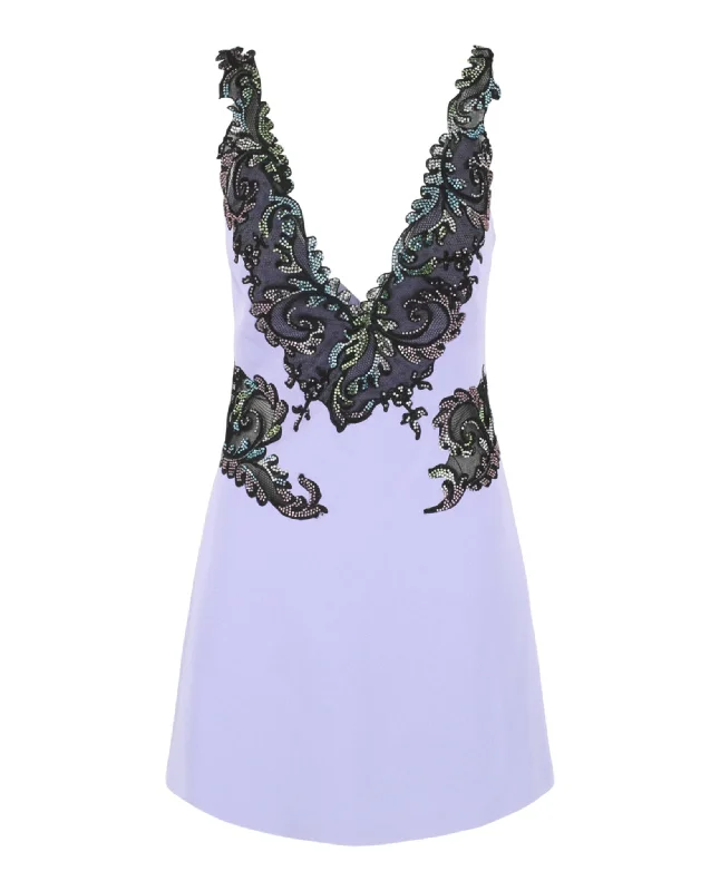 Limited Time Crystal-Embellished Lace-Paneled Dress