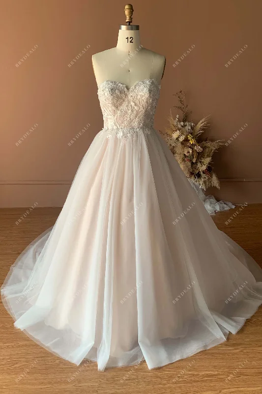Special Savings Custom Strapless Sweetheart Lace Long Wedding Gown
