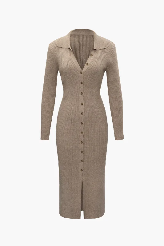 Incredible Offers V-Neck Long Sleeve Mid-Length Sweater Dress