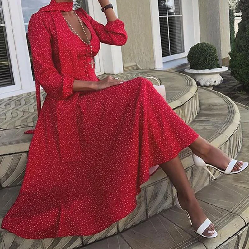 Savings Galore Retro Polka Dots Midi Dress