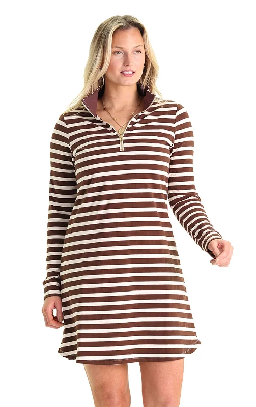 Discount Deals Sawyer Dress In Chocolate & Cream Stripe