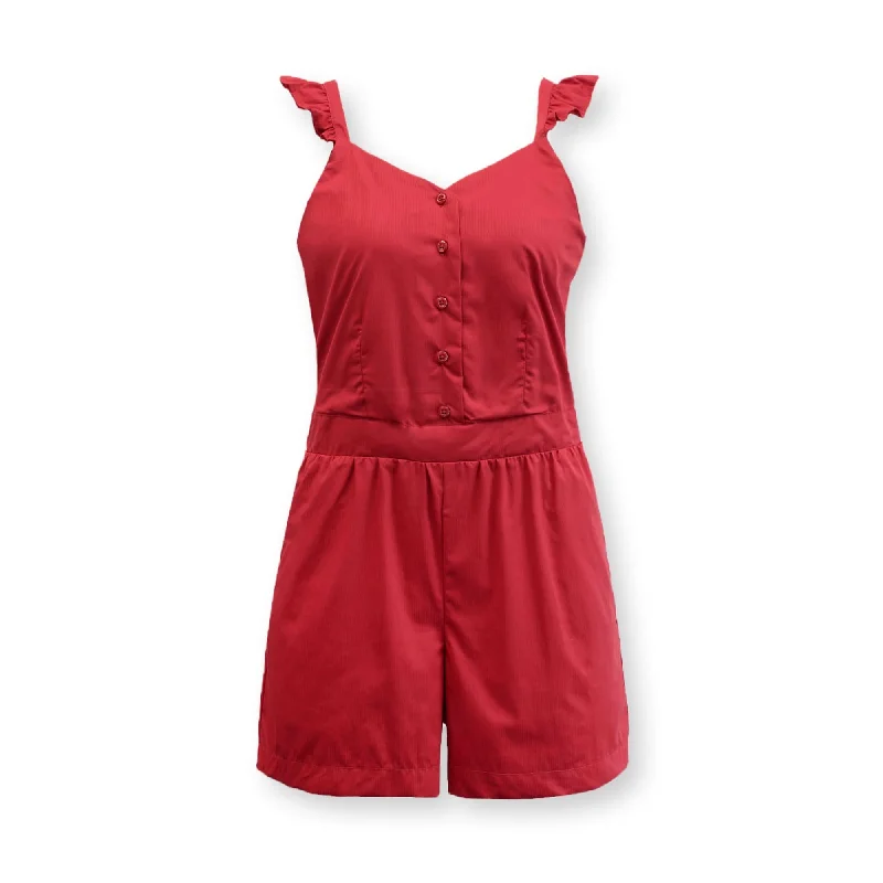 Closeout Organic Flutter Button Front Romper