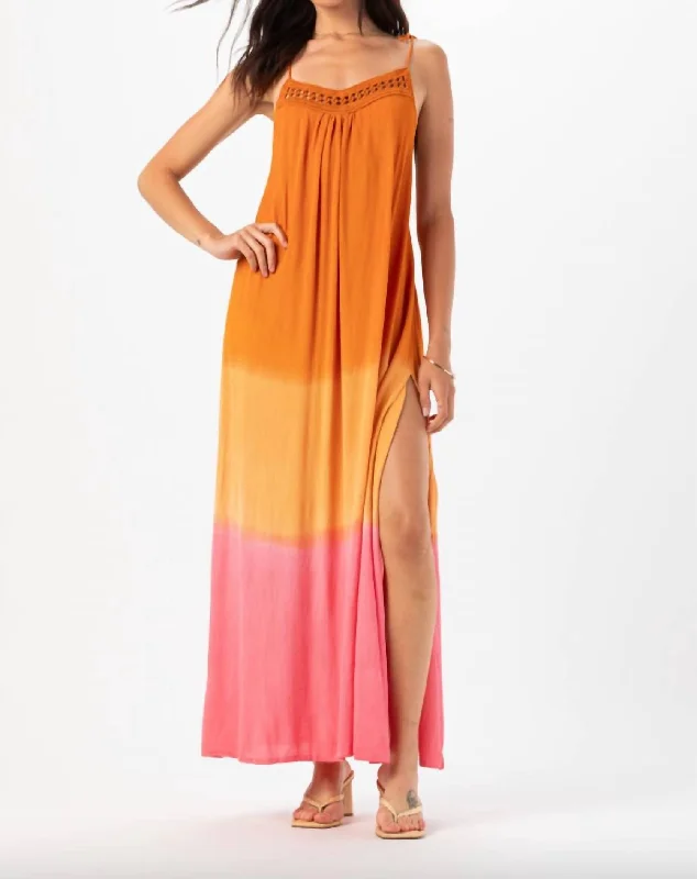 Final Clearance Canggu Maxi Dress In Rust/pink/ombre