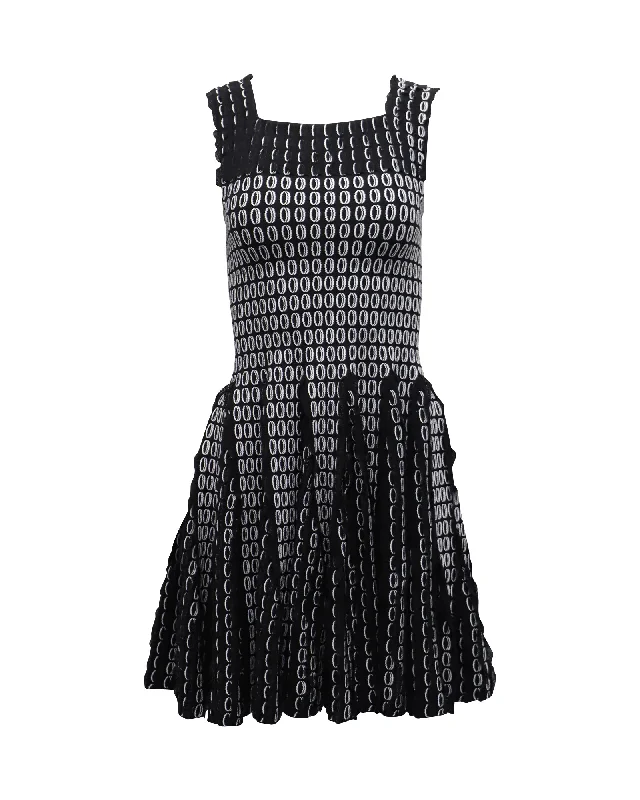 Season Finale Sale Alaia Sleeveless Flared Mini Dress in Black Polyester Viscose