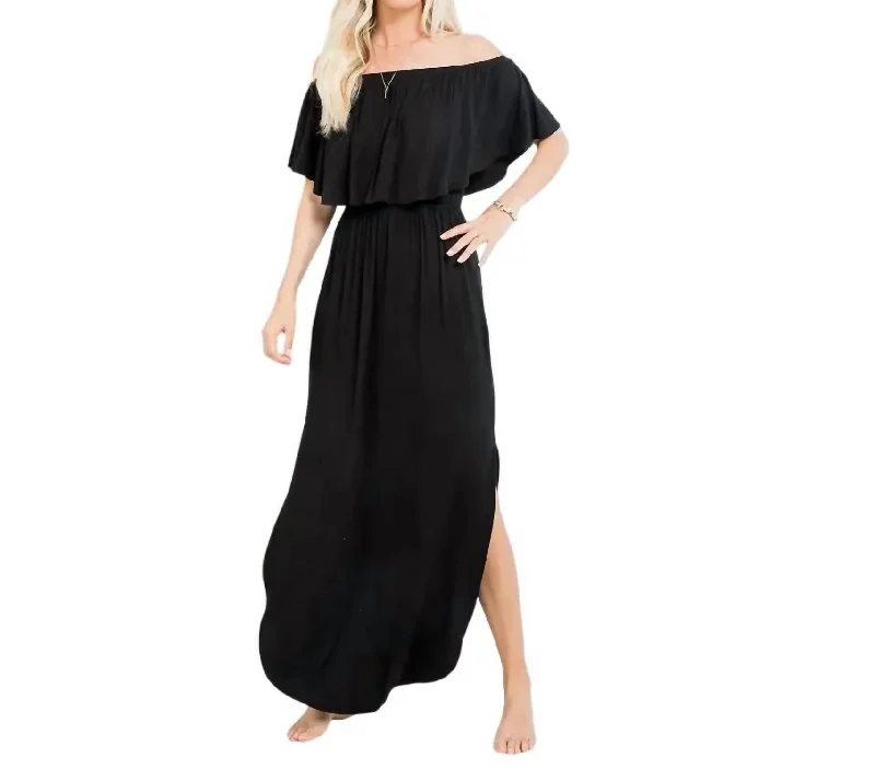 Year-End Sale Marilyn Off Shoulder Dress In Black