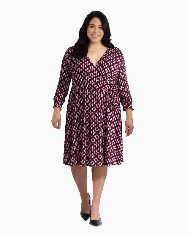 Stock Clearance Madison Faux Wrap Dress | Pink / Black