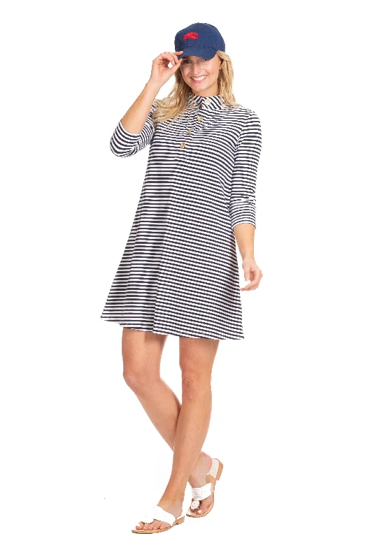 Closeout Sale Kingsley Dress in Navy & White Stripe