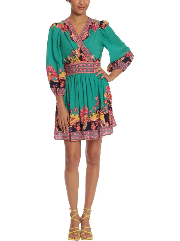 Huge Discounts Womens Crepe Faux Wrap Tunic Dress