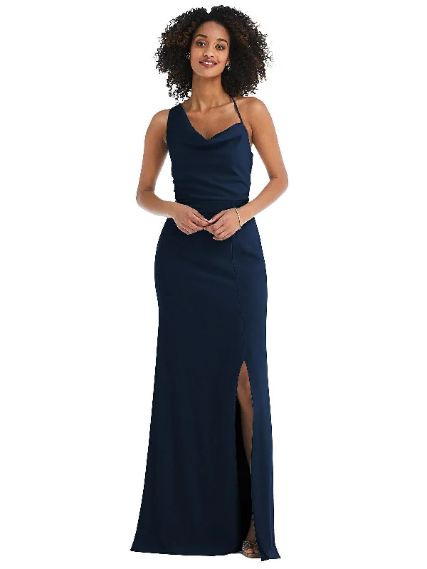 Extra Savings One-Shoulder Draped Cowl-Neck Maxi Dress