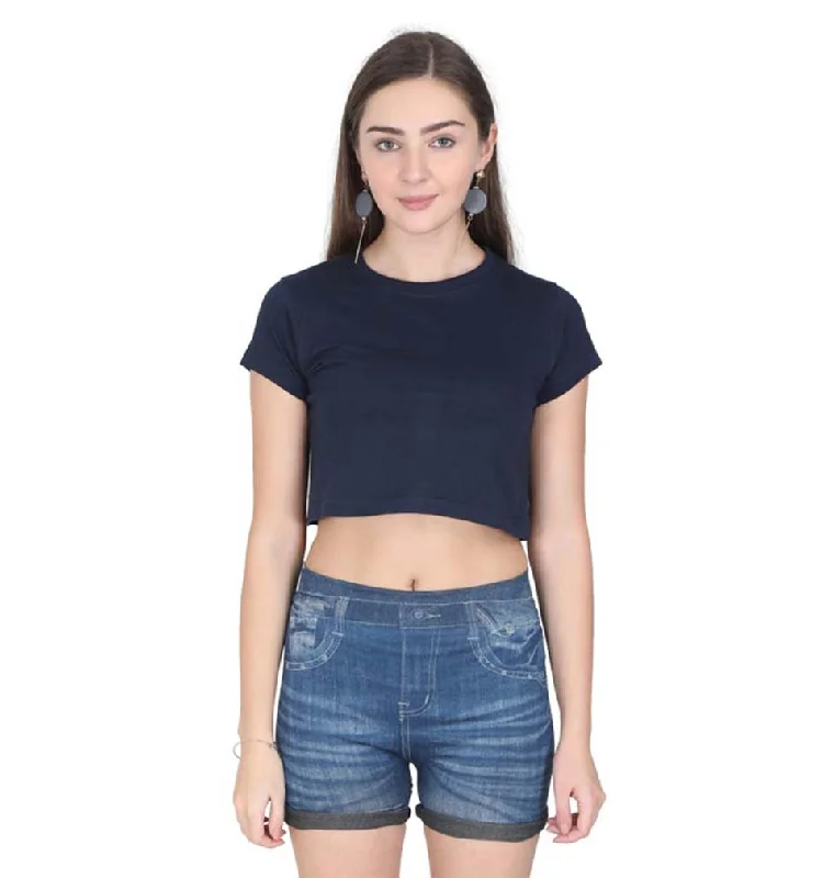 Super Sale Plain Navy Blue Crop Top for Women