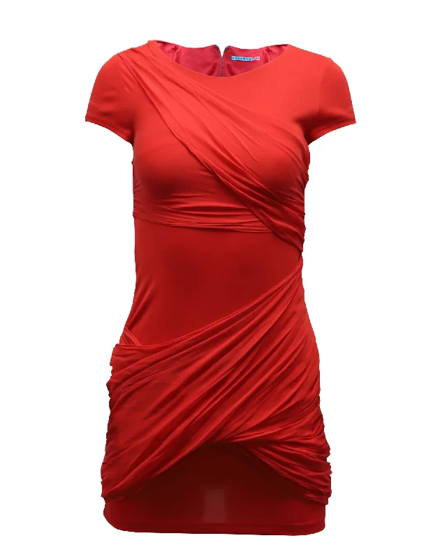 Don’t Miss Out Alice + Olivia Draped Detail Dress in Red Acetate