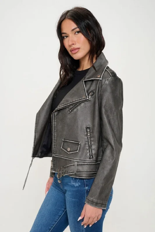 Price Slash Coalition LA Zip Up Biker Jacket with Belt