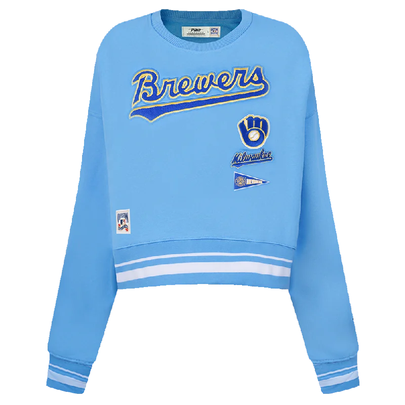 Price Fest SUDADERA DE CUELLO REDONDO MLB MILWAUKEE BREWERS RETRO CLASSICS PARA MUJER Price Fest SUDADERA DE CUELLO REDONDO MLB MILWAUKEE BREWERS RETRO CLASSICS PARA MUJER