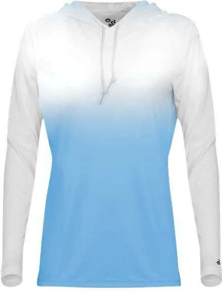 Flash Sale Badger Sport 4208 Ombre Women's Hoodie Tee - White Columbia Blue