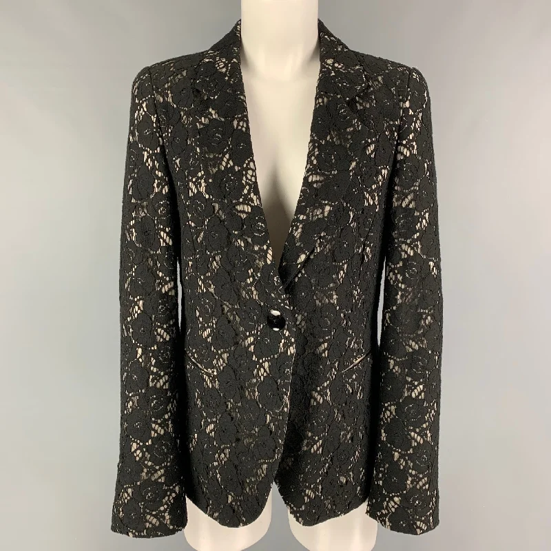 Super Savings EMPORIO ARMANI Size 8 Black Light Grey Cotton Polyamide Jacket