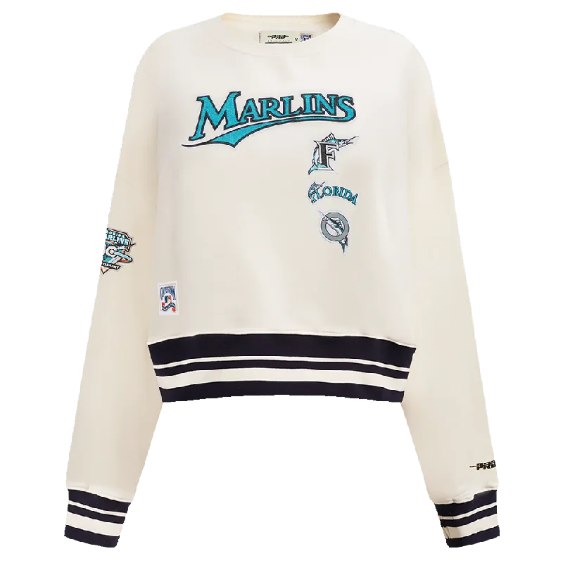 Value Deals SUDADERA DE CUELLO REDONDO MLB MIAMI MARLINS RETRO CLASSICS PARA MUJER