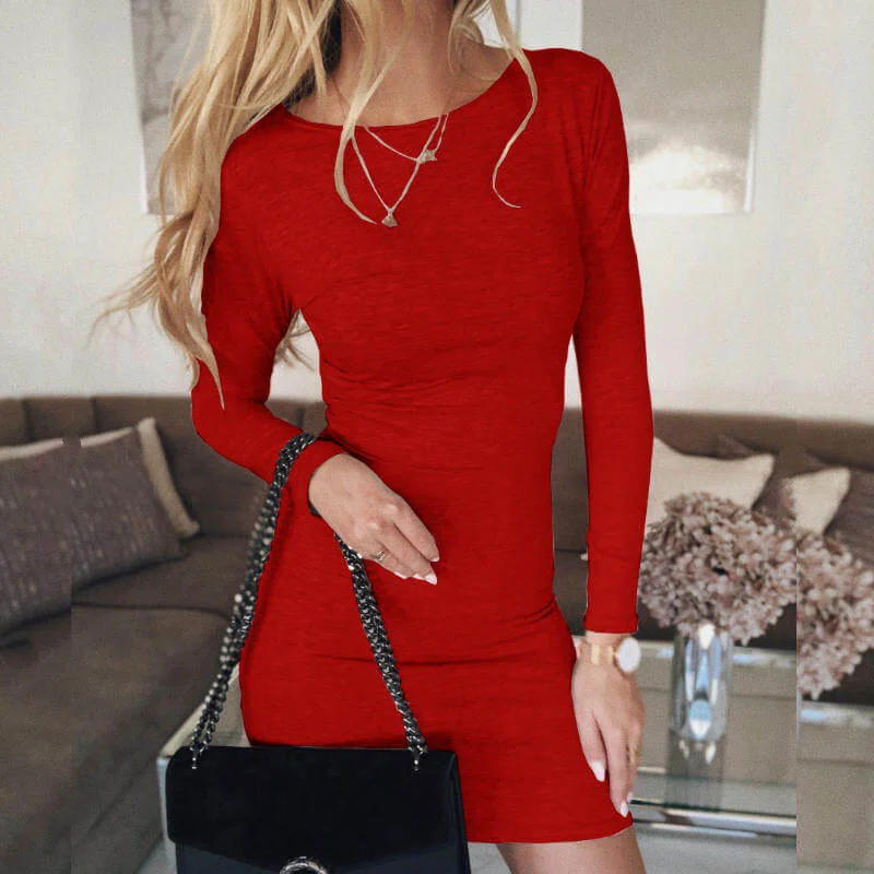 Final Markdown Tight Long Sleeve Short Dress