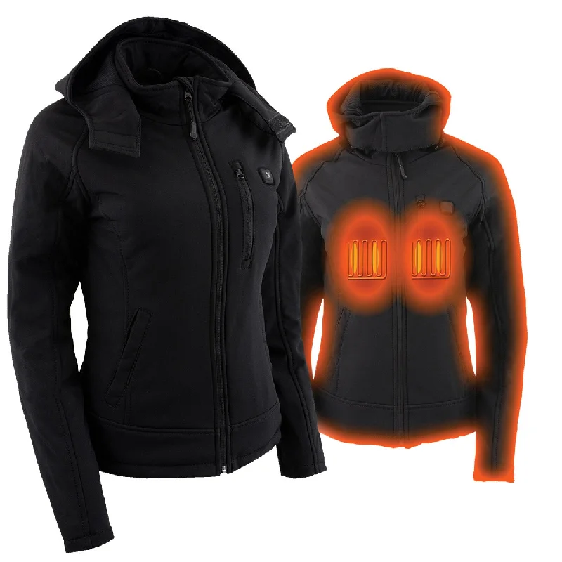 New Deals Nexgen Heat MPL2767SET Women's Black 'Heated' Soft Shell Jacket with Detachable Hood for Riding , Hiking w/ Battery New Deals Nexgen Heat MPL2767SET Women's Black 'Heated' Soft Shell Jacket with Detachable Hood for Riding , Hiking w/ Battery