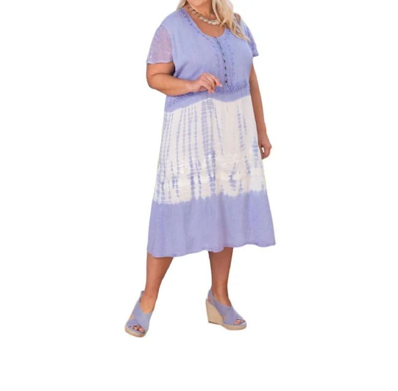 Exclusive Offers Maeve Tie Dye Print Short Sleeve Dress - Plus Size In Iris Otps Iris Tie Dye