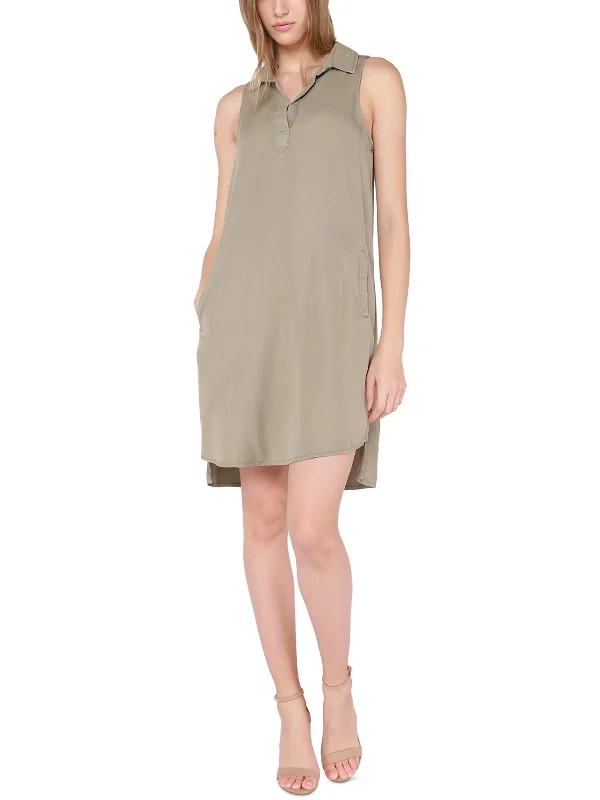Year-End Sale Womens Collared Sleeveless Midi Dress