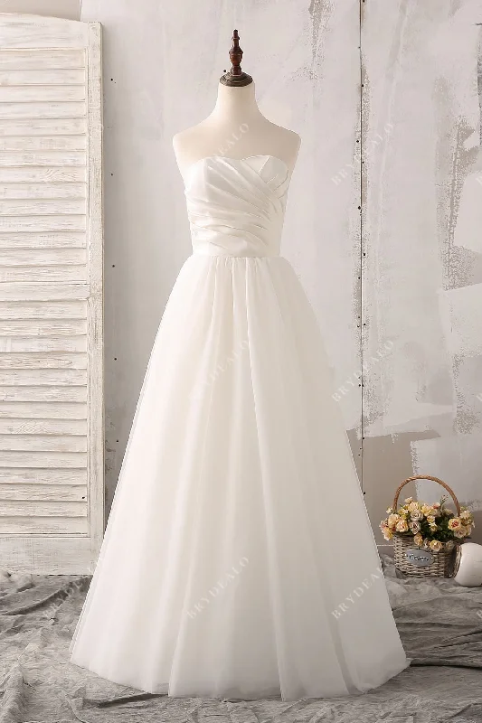 Grand Opening Sale Strapless Ruched Satin Tulle Bridal Gown