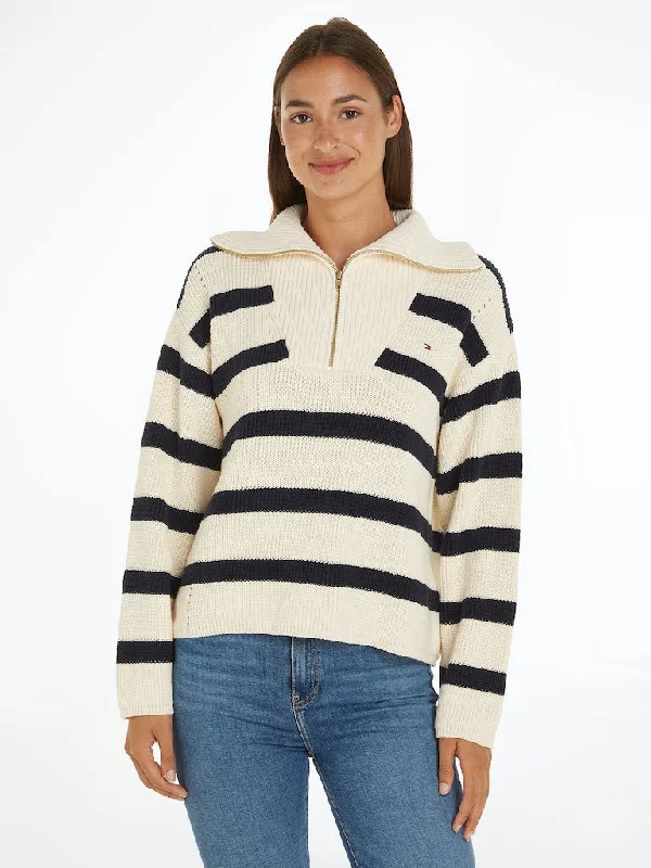 Don't Wait Cardigan Stitch Relaxed Half-Zip Jumper