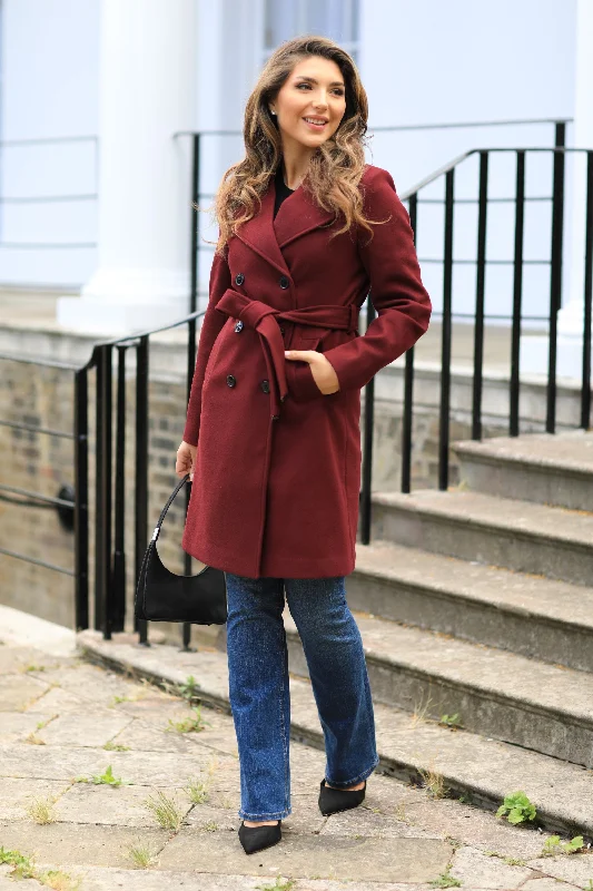 Last Chance Double Second Wool Blend Collared Wrap Coat