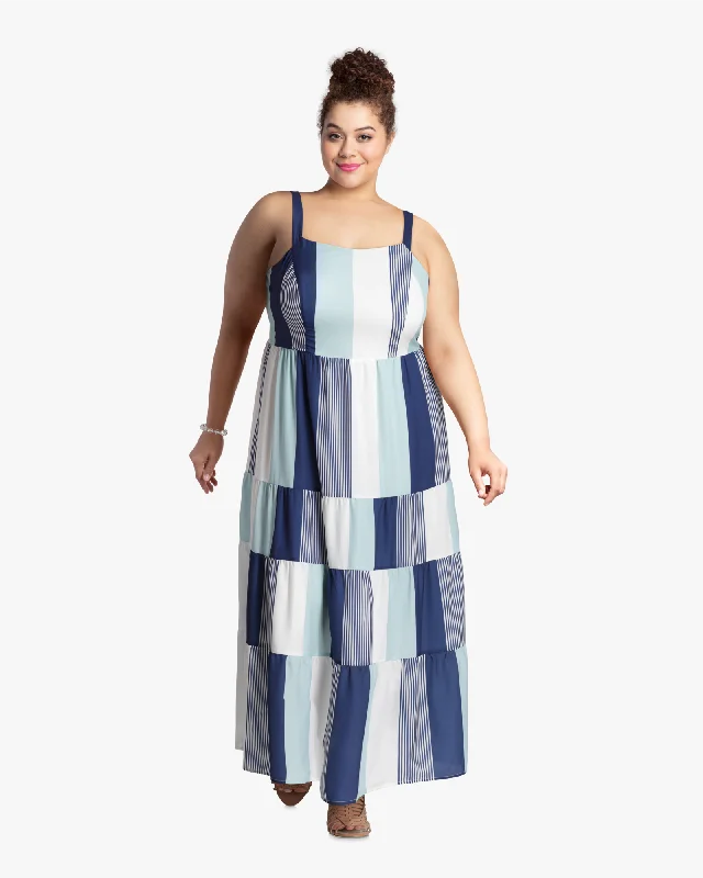 Blowout Sale Melissa Colorblocked Maxi Dress | White / Azure Blue